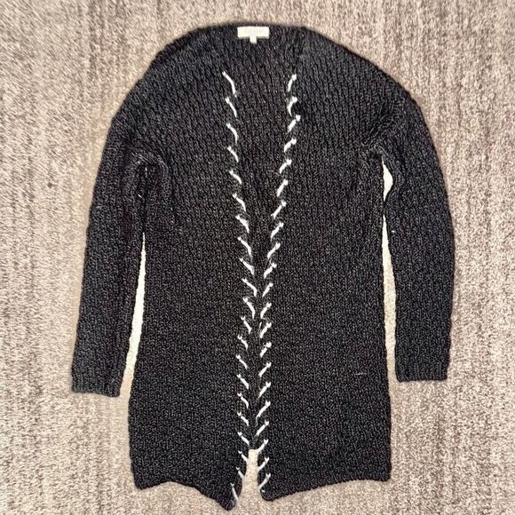 Cocogio Italian Women's Open Front Long Fit Cable Knit Cardigan Sweater Small - Picture 1 of 10